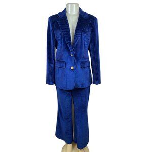 Lisueyne Collection Blue Velvet Women’s 2-Piece Suit Blazer & Pants Sz XL